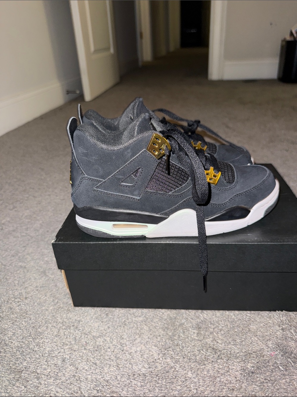 Jordan Kids Black Suede Sneakers with Gold Accents - Jordan Oreos